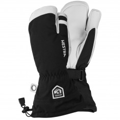 Luvas de esqui Hestra Army Leather Heli de 3 dedos, pretas