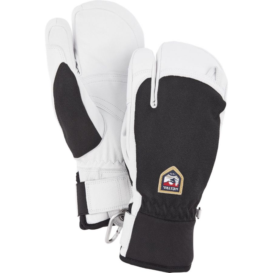 Lyžiarske rukavice Hestra Army Leather Patrol s 3 prstami, čierne