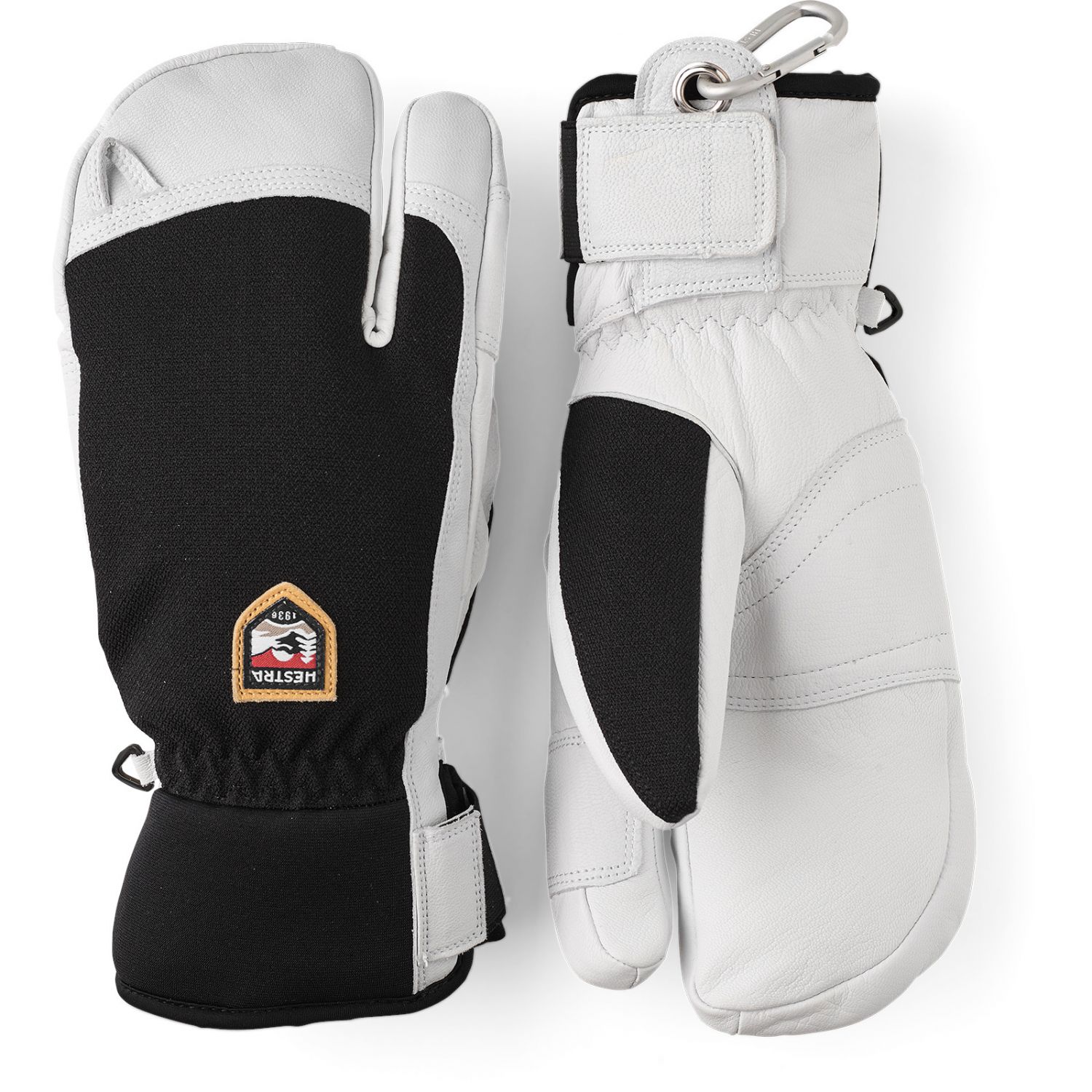 Lyžiarske rukavice Hestra Army Leather Patrol s 3 prstami, čierne
