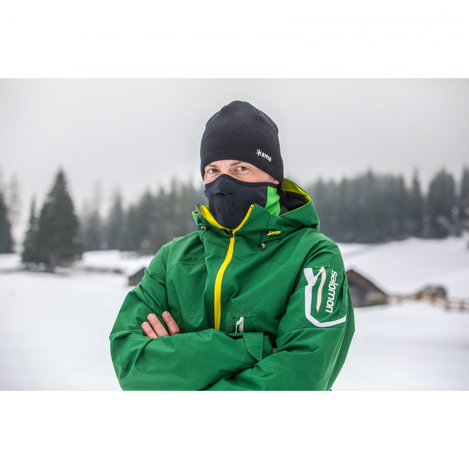 Maschera facciale Kama, lunga, windstopper, nera