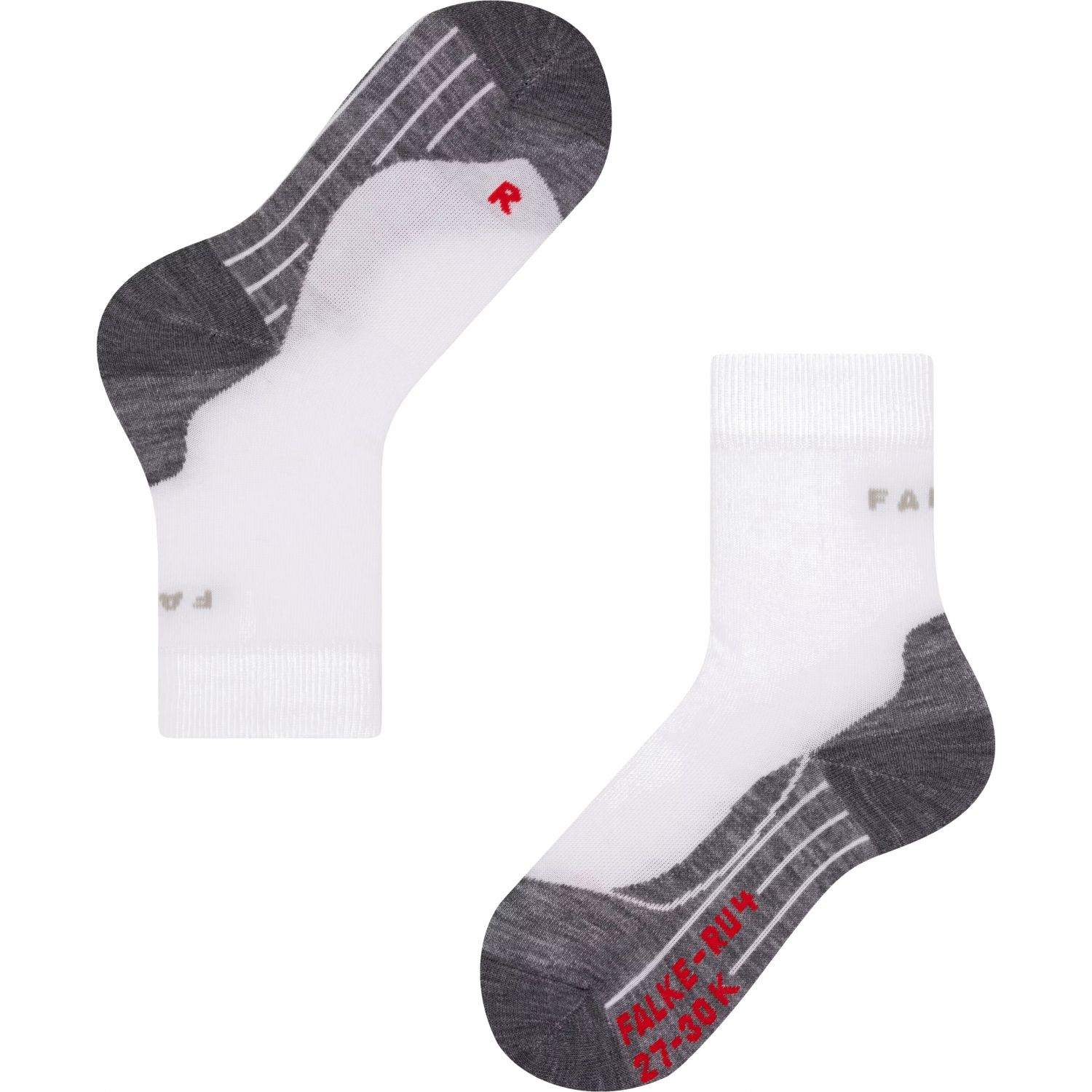Meias de corrida Falke RU4, júnior, branco