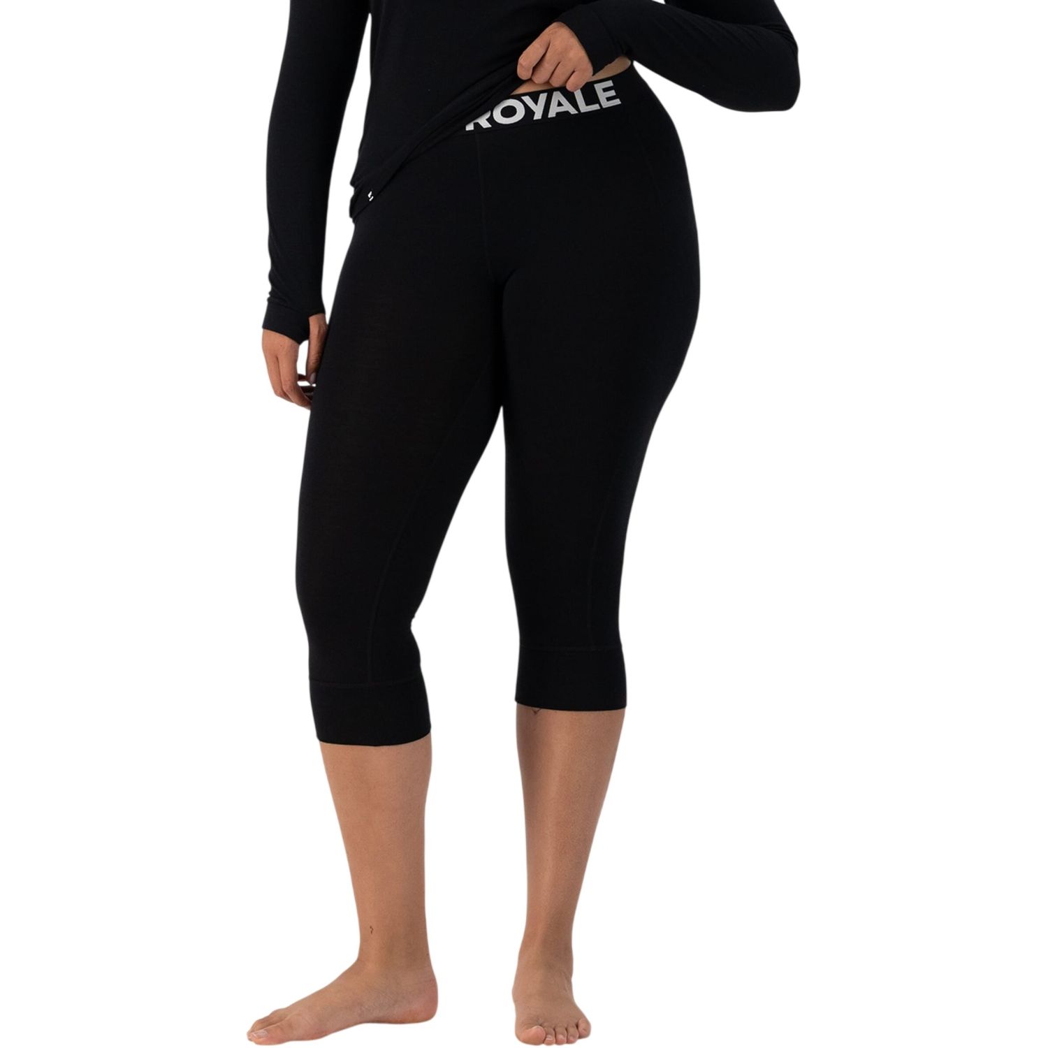 Mons Royale Cascade Merino Base Layer 3/4, colanți de bază pentru schi, femeie, negru