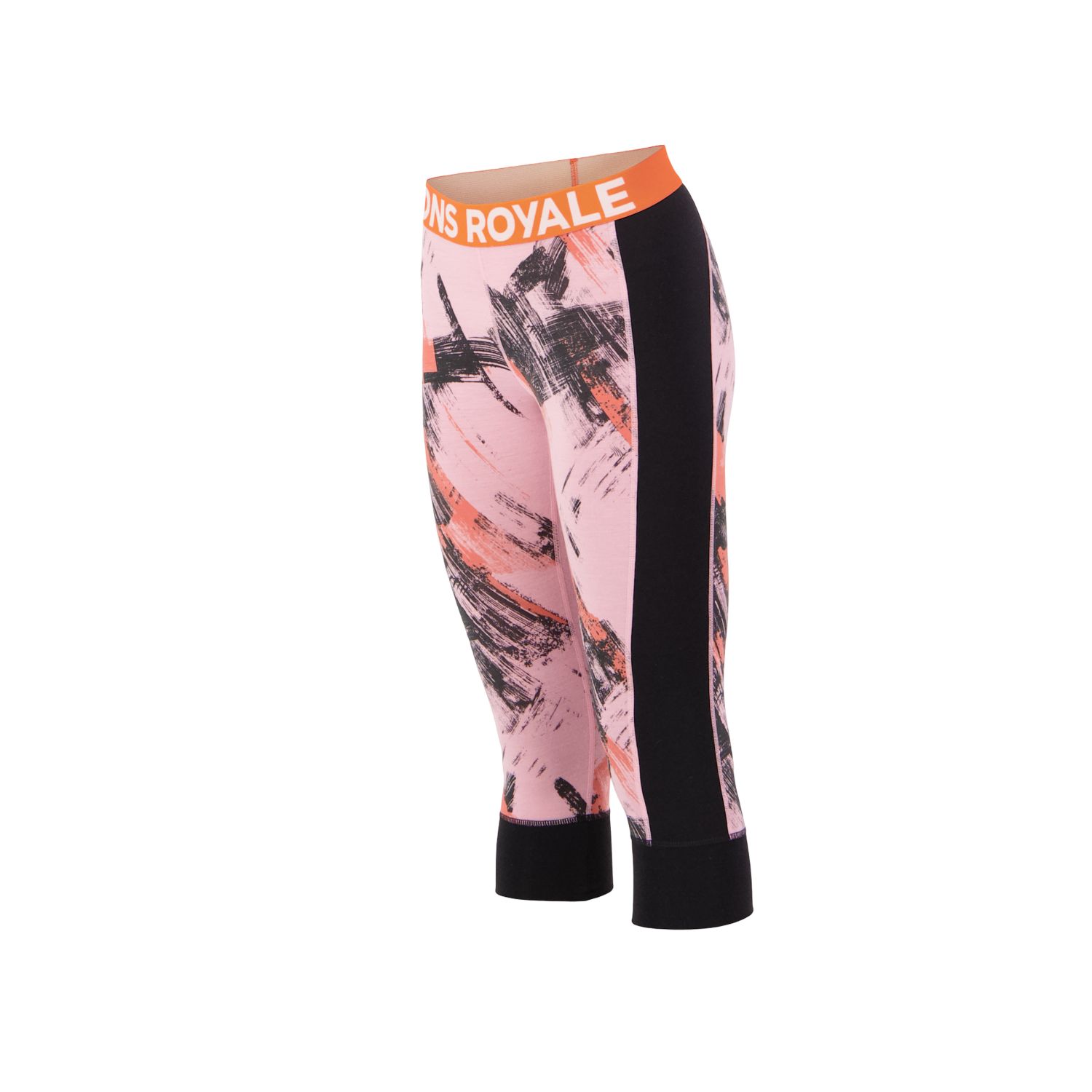 Mons Royale Cascade Merino Base Layer 3/4 Legging, skiundertøj, dame, lyserød/sort