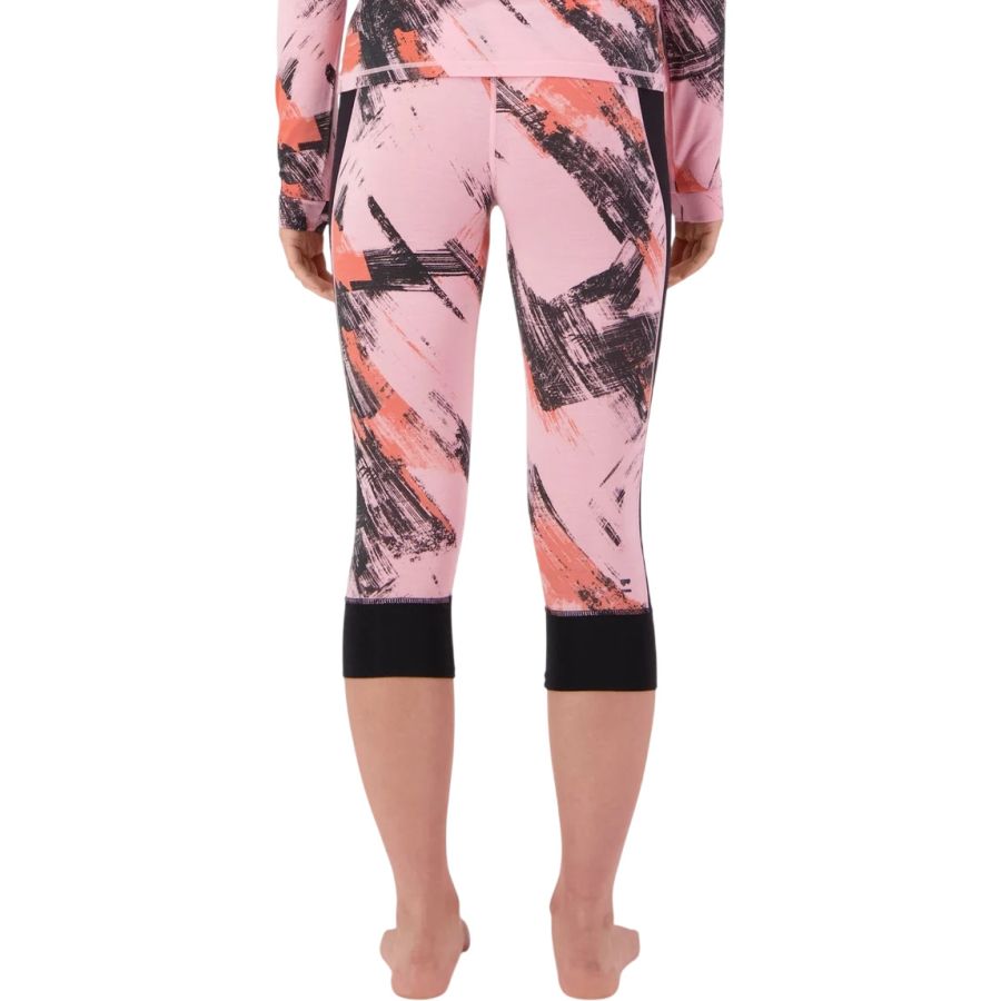 Mons Royale Cascade Merino Base Layer 3/4 Legging, Skiunterhose, Damen, rosa/schwarz