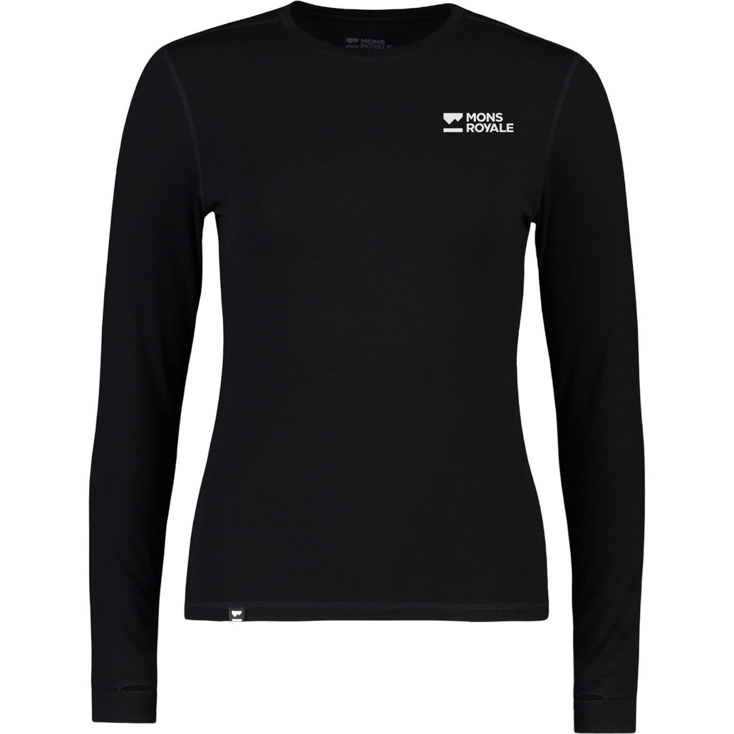 Mons Royale Cascade Merino Base Layer, camisola térmica de esqui, feminino, preto