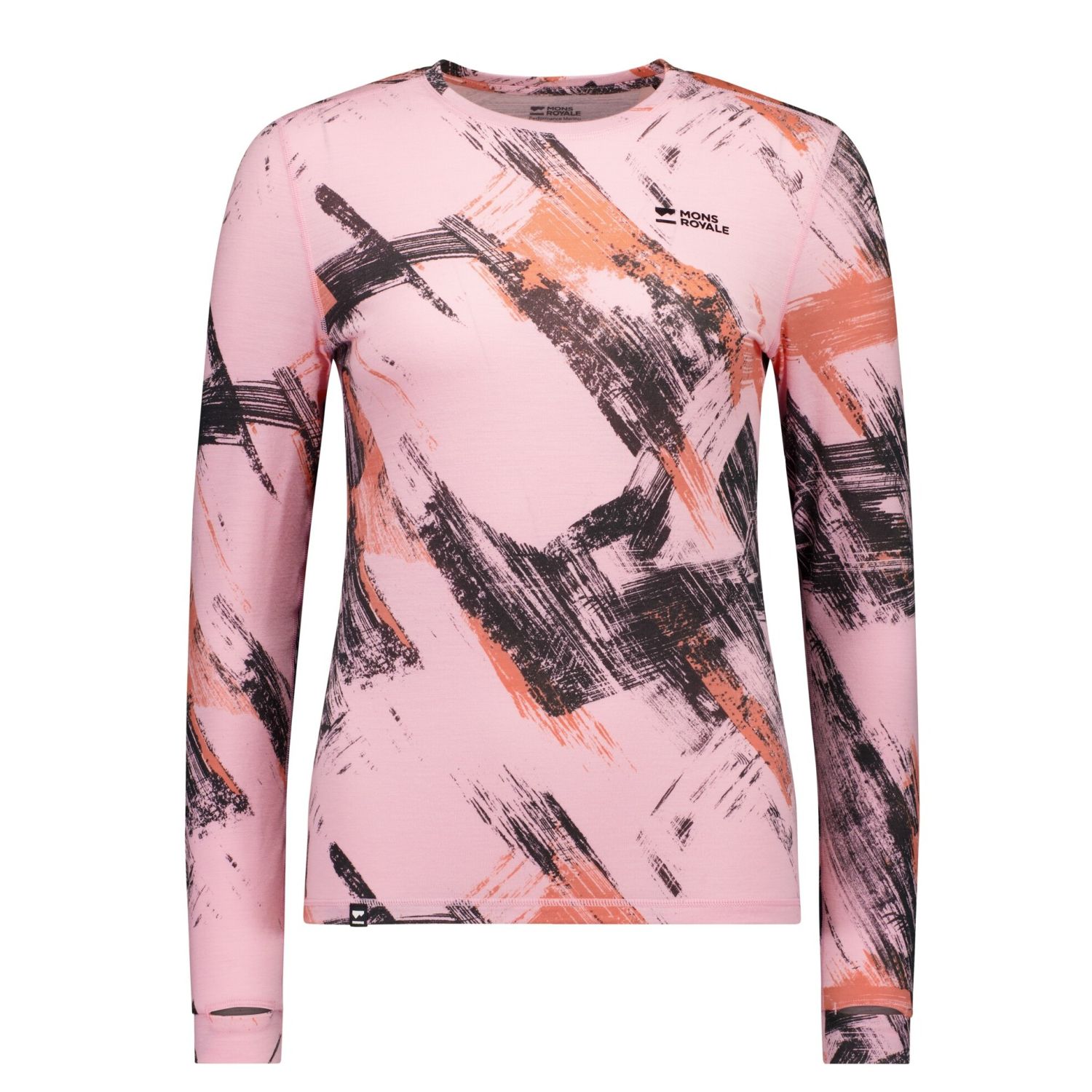 Mons Royale Cascade Merino Base Layer Long Sleeve, ski base layer top, women, pink