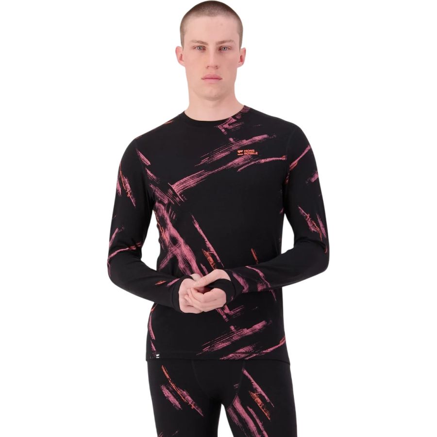 Mons Royale Cascade Merino Base Layer Long Sleeve, skiundertrøje, herre, airbrush