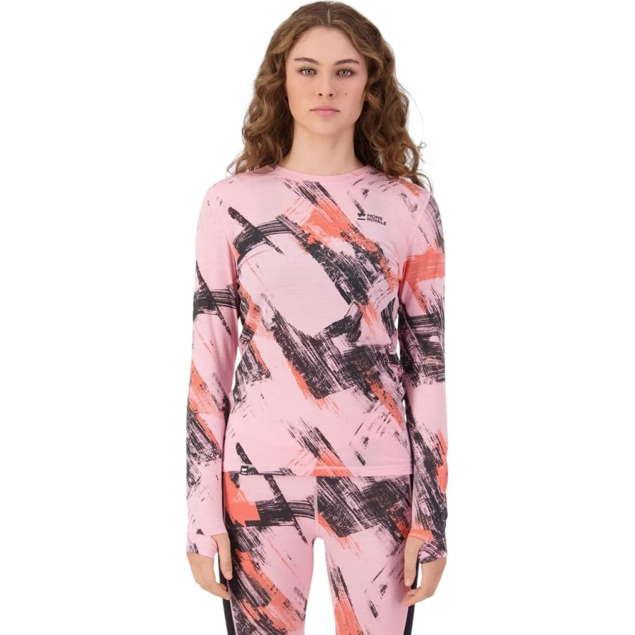Mons Royale Cascade Merino Base Layer Long Sleeve, thermoshirt, dames, roze
