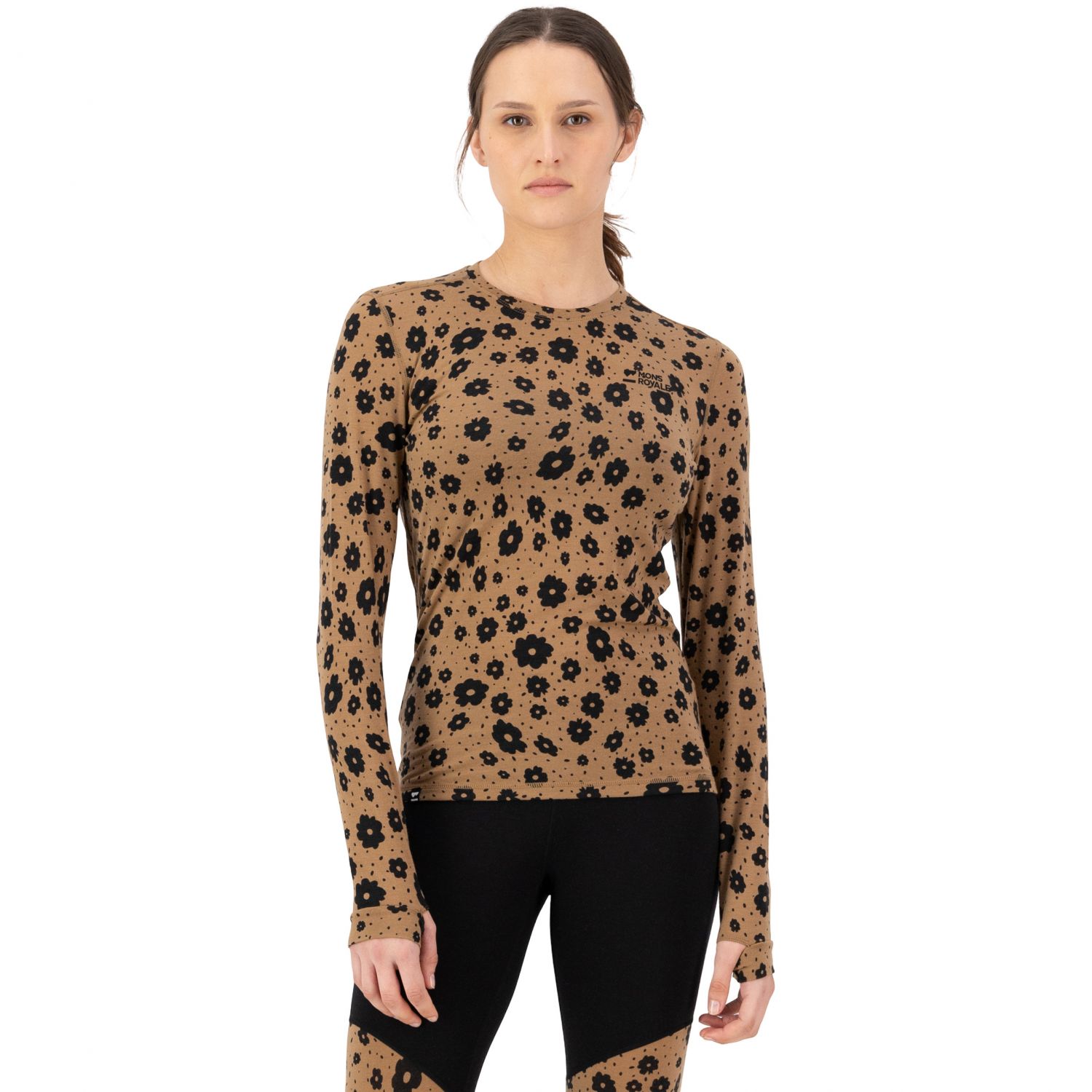 Mons Royale Cascade Merino Base Layer, maglia termica, donna, marrone