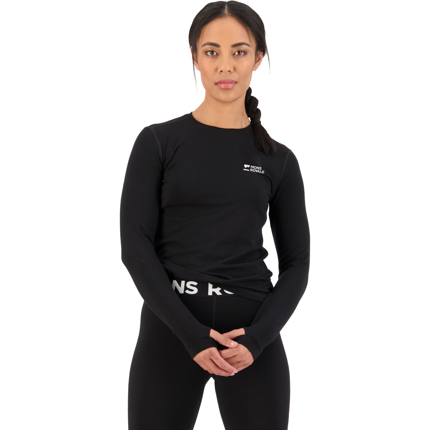 Mons Royale Cascade Merino Base Layer, tricou de bază pentru schi, femeie, negru