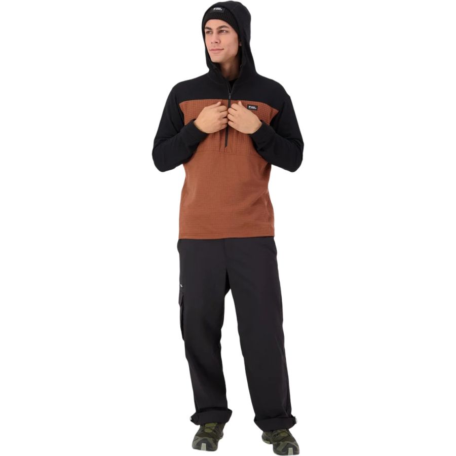 Mons Royale Offgrid Merino Fleece 1/2 Zip Long Sleeve, Fleecejacke, Herren, braun/schwarz