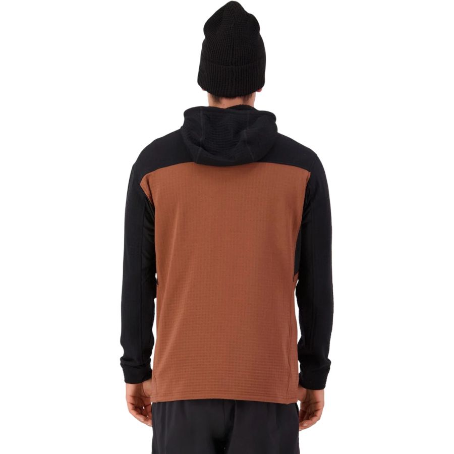 Mons Royale Offgrid Merino Fleece 1/2 Zip Long Sleeve, Fleecetröja, Herr, Brun/Svart