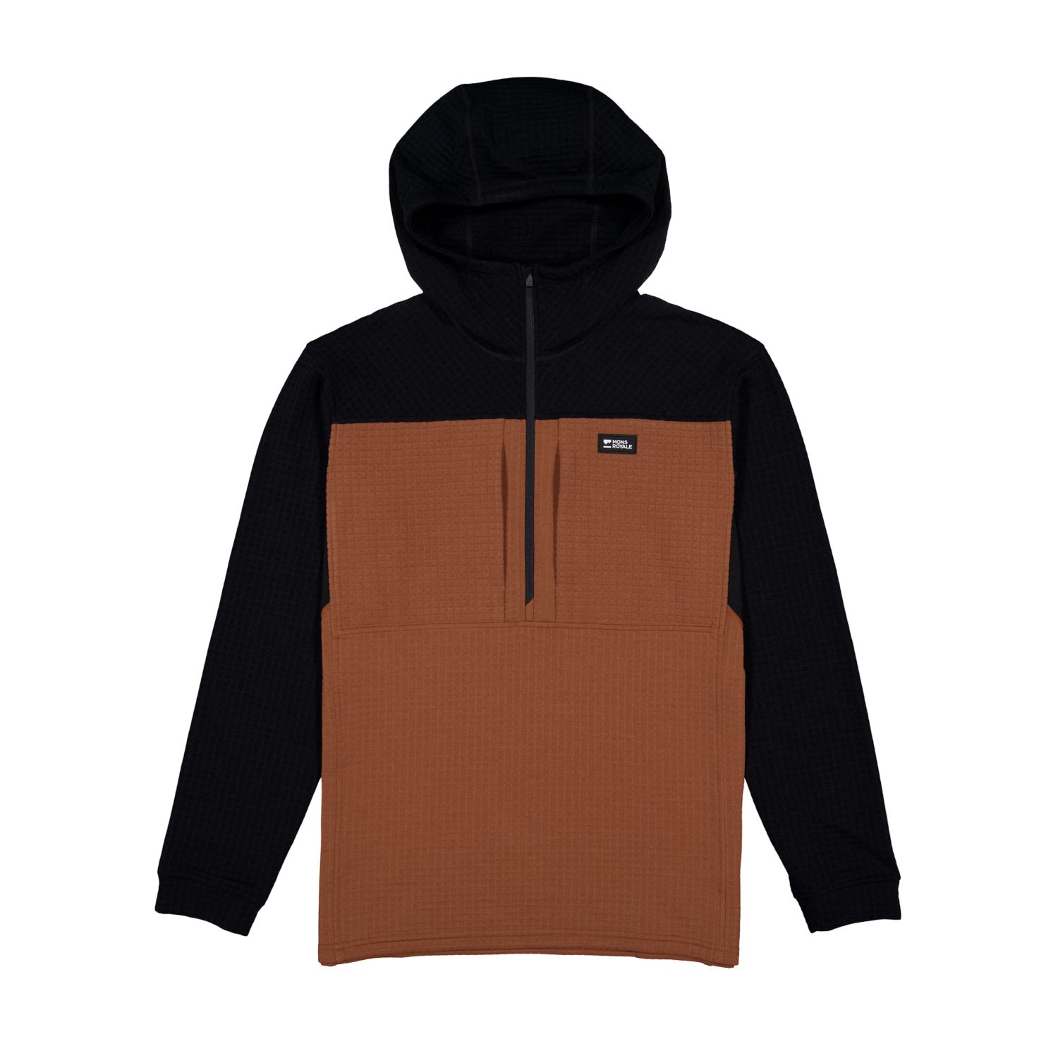 Mons Royale Offgrid Merino Fleece 1/2 Zip Long Sleeve, fleecetrøje, herre, brun/sort