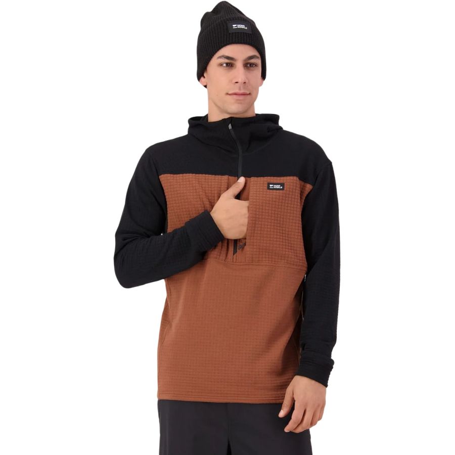 Mons Royale Offgrid Merino Fleece 1/2 Zip Manches Longues, polaire, homme, marron/noir