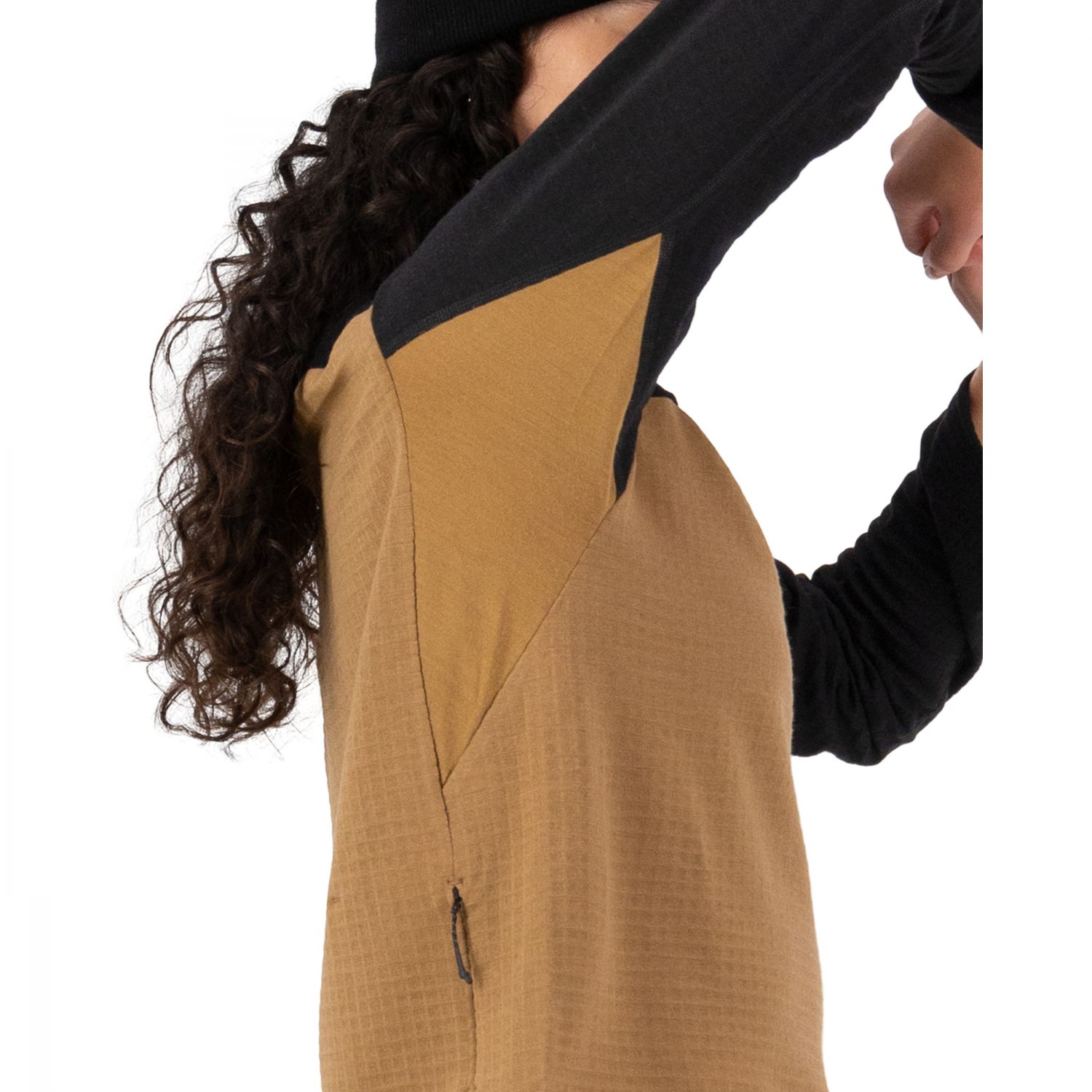 Mons Royale Offgrid Merino Fleece 1/2 Zip, trui, dames, zwart/bruin