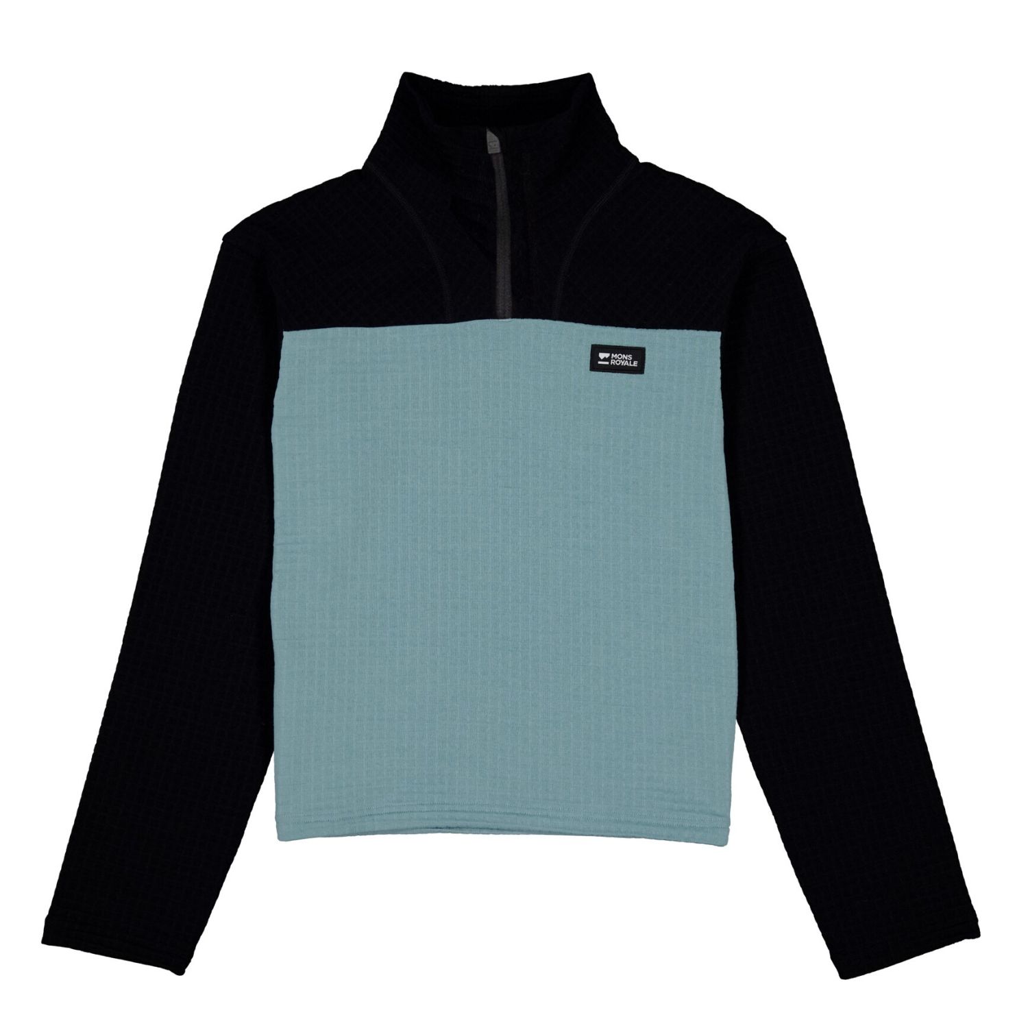 Mons Royale Offgrid Merino Fleece Long Sleeve, Fleecetröja, Dam, Blå/Svart