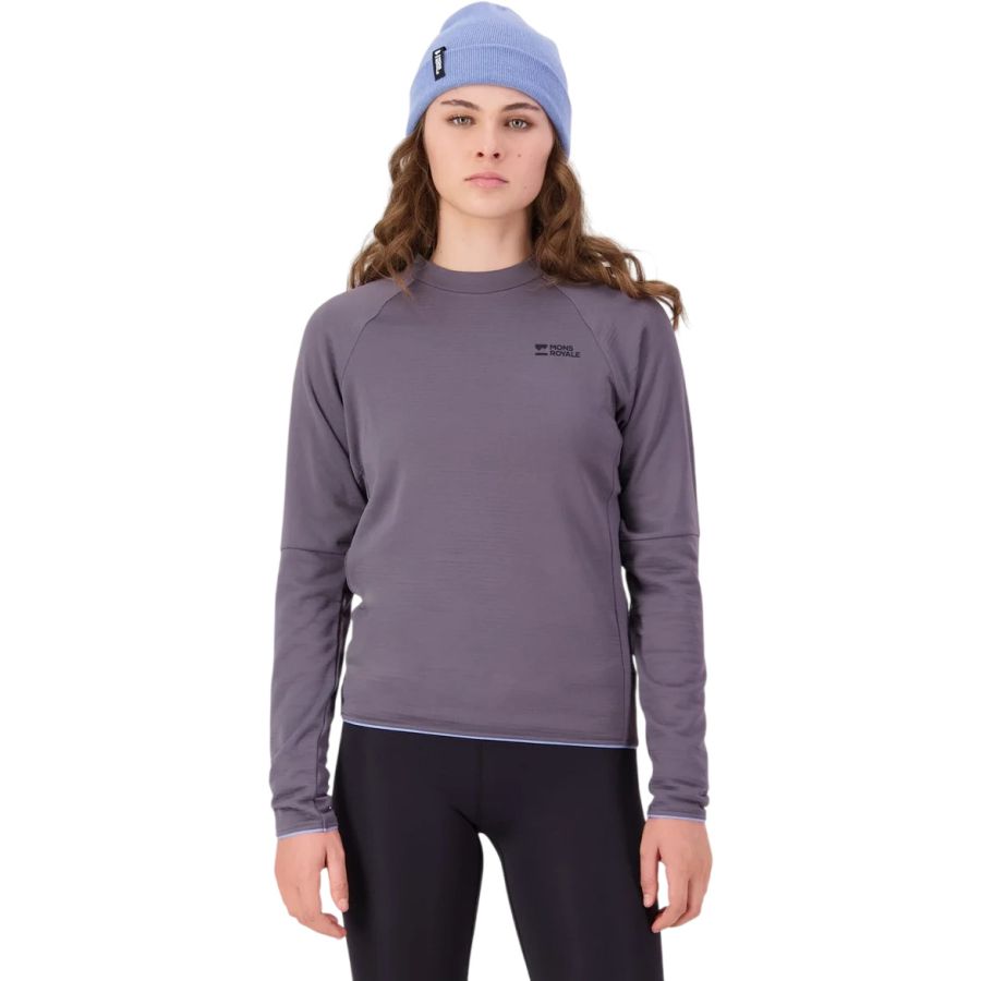 Mons Royale Quad Merino Fleece Pullover, Fleecegenser, Dame, Volcano