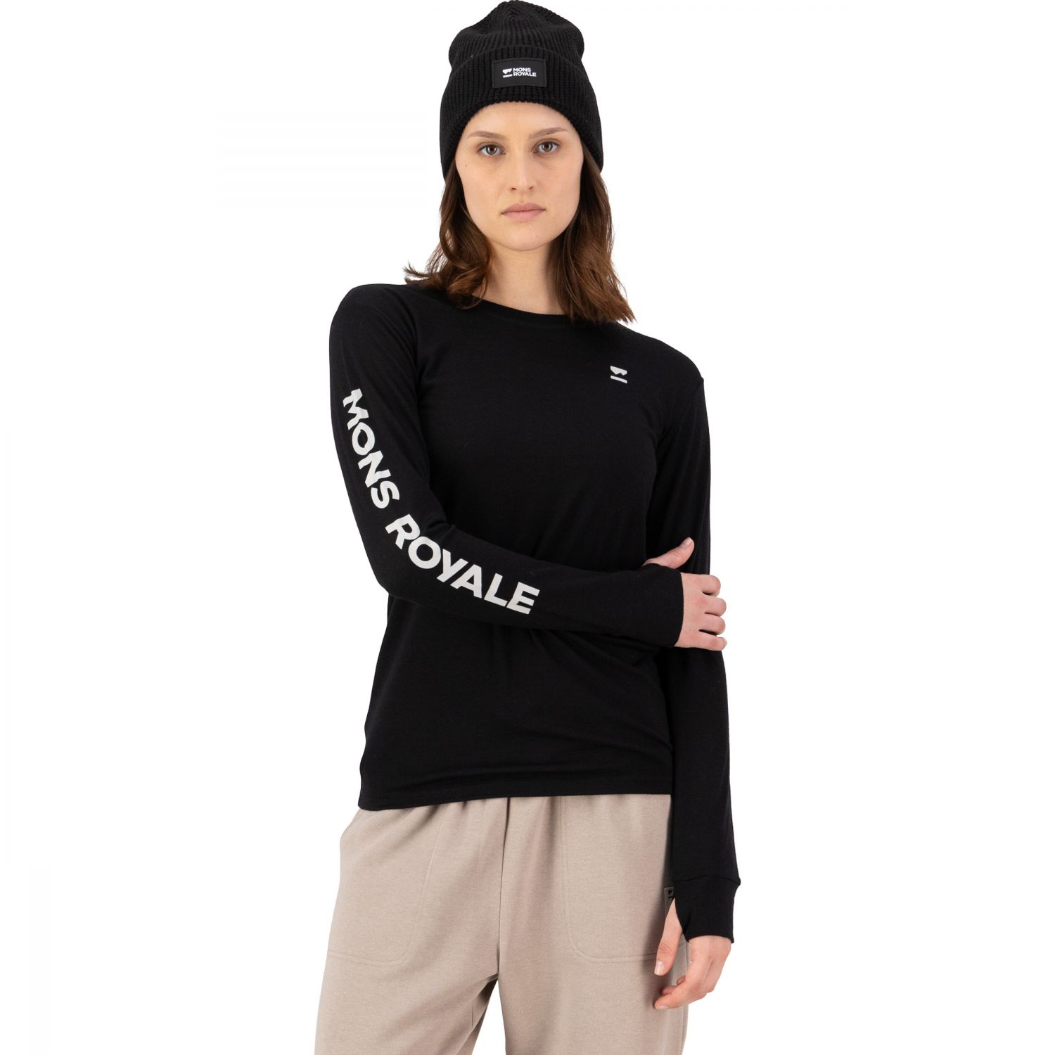 Mons Royale Yotei Merino Classic, base layer top, women, black