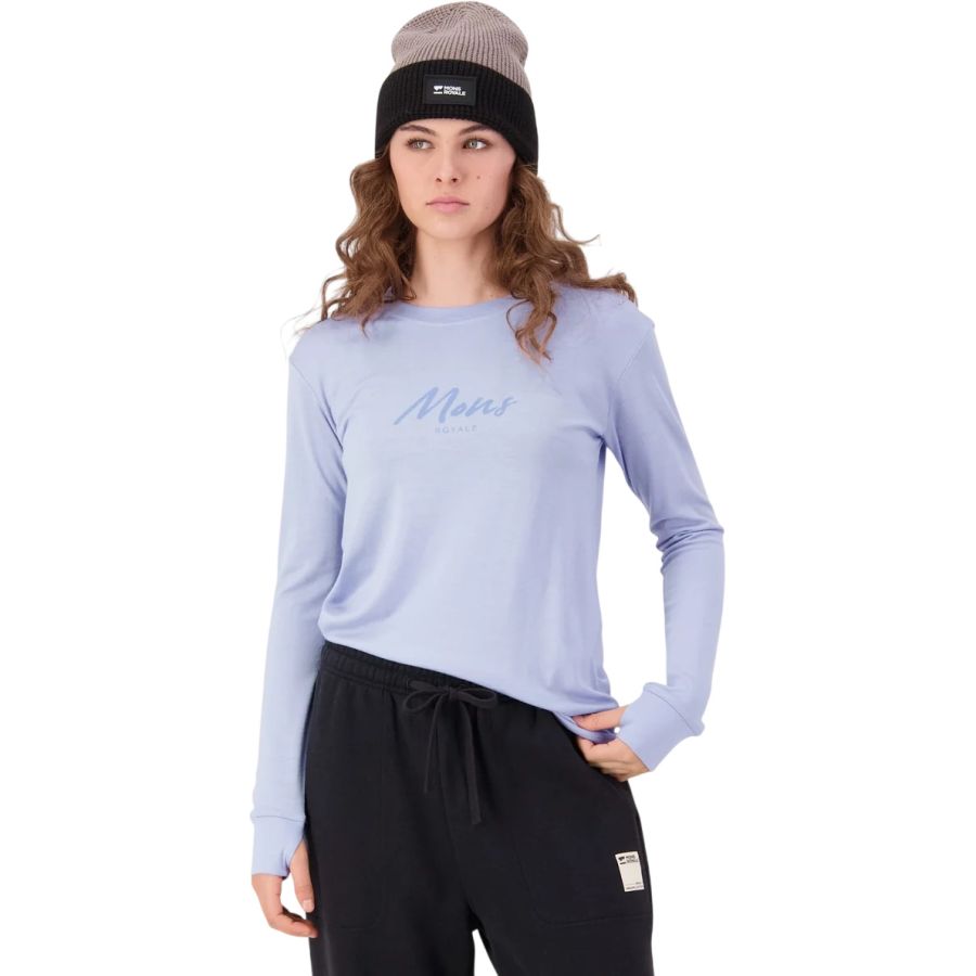 Mons Royale Yotei Merino Classic Long Sleeve, skiundertrøje, dame, blå