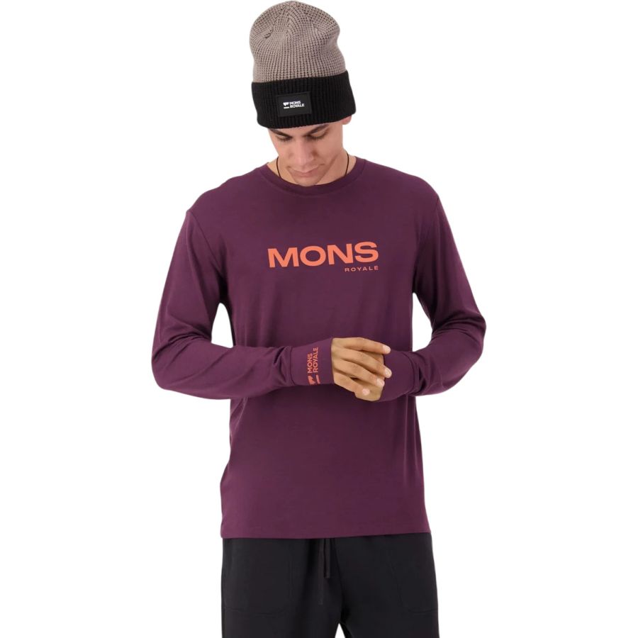 Mons Royale Yotei Merino Classic Long Sleeve, skiundertrøje, herre, lilla
