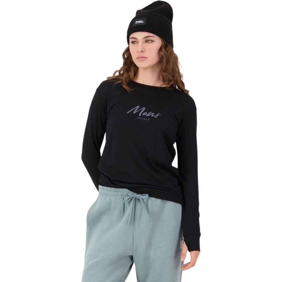 Mons Royale Yotei Merino Classic Long Sleeve, Undertrøye, Dame, Black