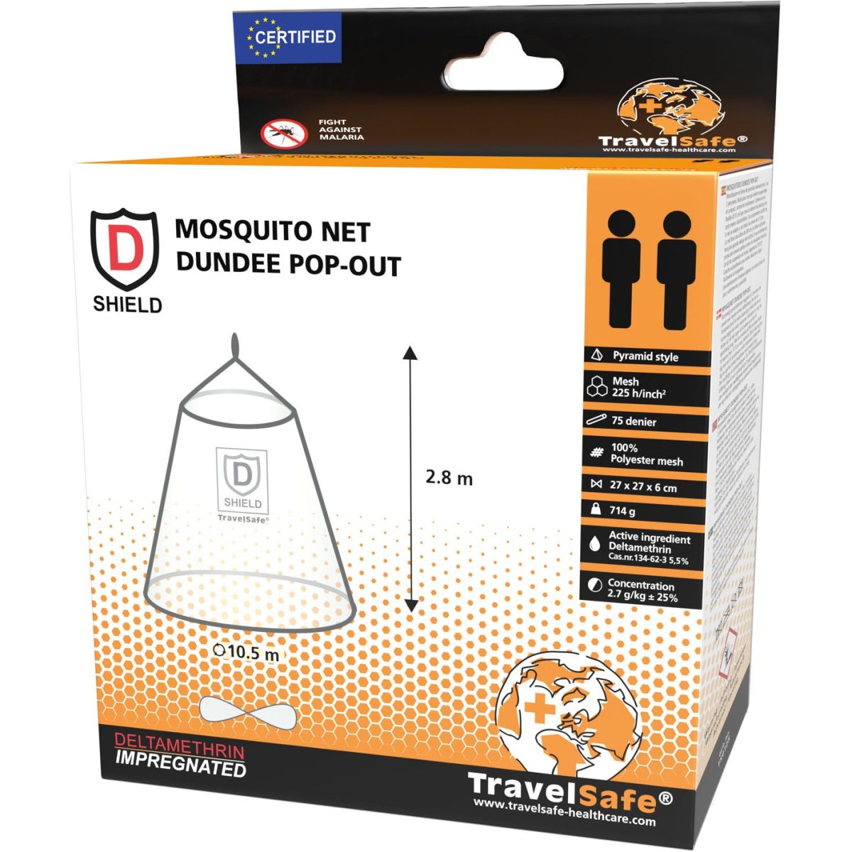 Mosquiteiro Pyramid Pop-Out TravelSafe, 2 pessoas.
