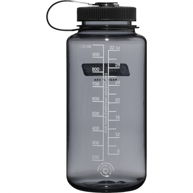 Nalgene széles szájú sustain, ivópalack, 1000 ml, szürke/fekete