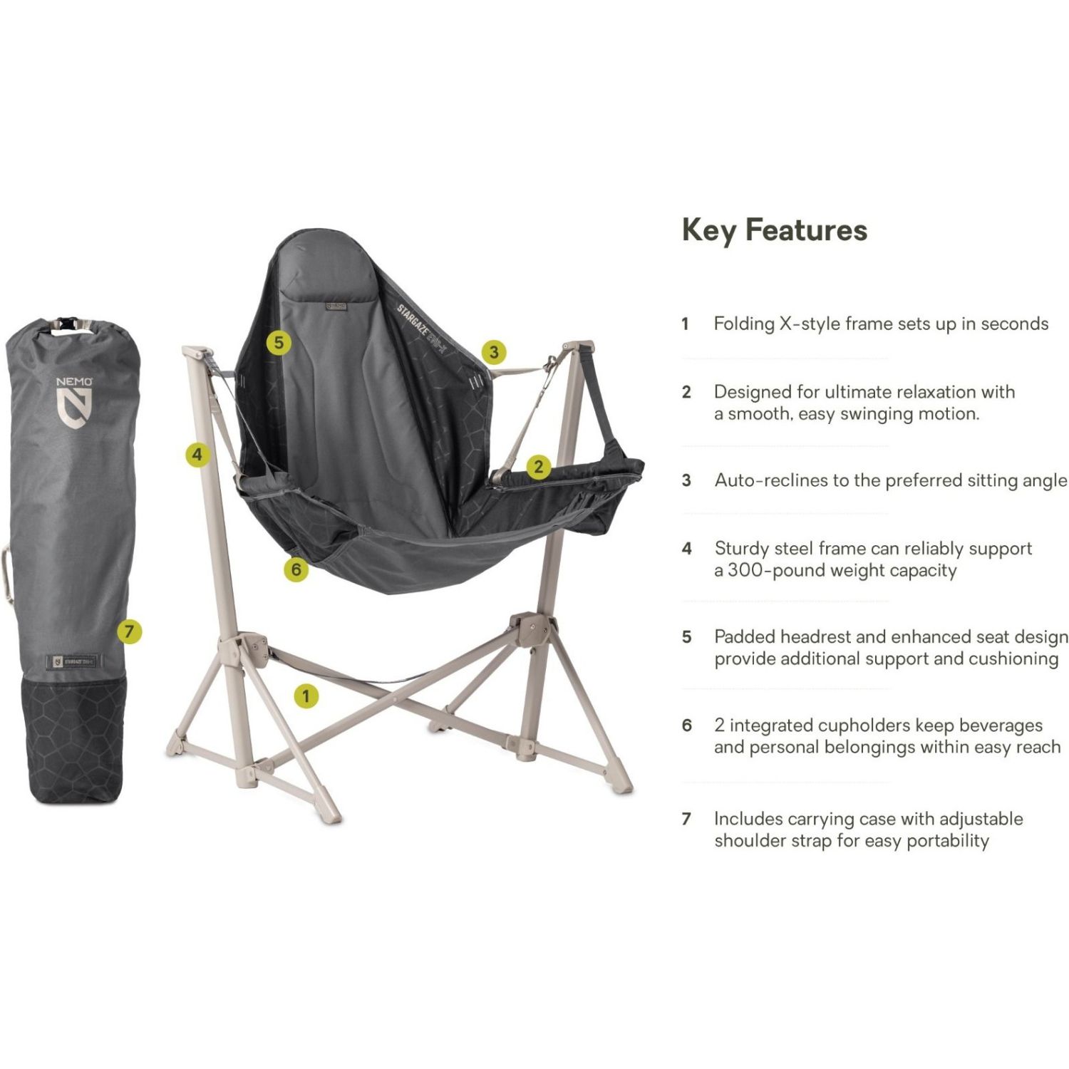 Nemo Stargaze Evo-X, campingstol, sort