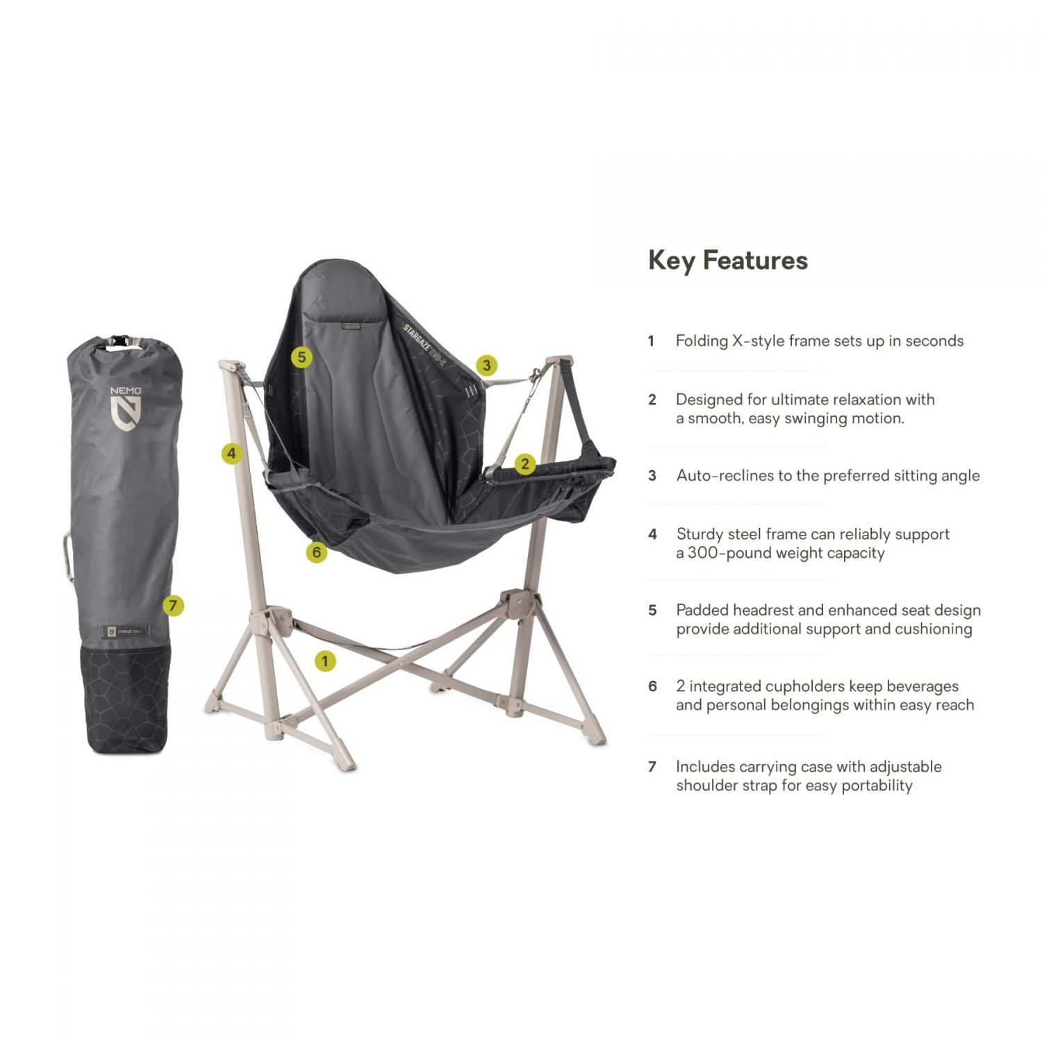 Nemo Stargaze Evo-X, kempingové kreslo, čierna
