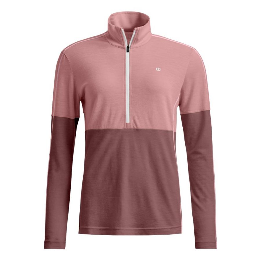 Ortovox 185 Rock'n'Wool Zip Neck, dámsky, ružová