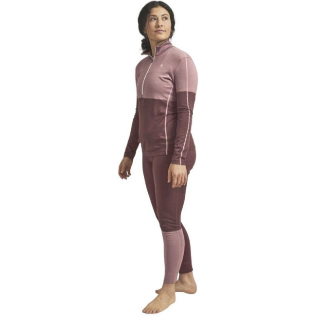 Ortovox 185 Rock'n'Wool Zip Neck, mulher, cor-de-rosa