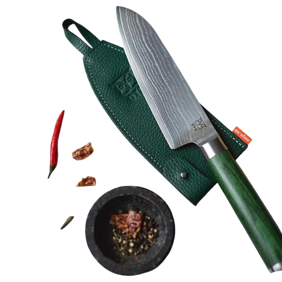 Oyo Carved Emerald Santoku Chef's Knife, cuțit de bucătărie, verde