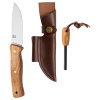 Oyo Femunden Messer mit Lederscheide, Outdoormesser, braun