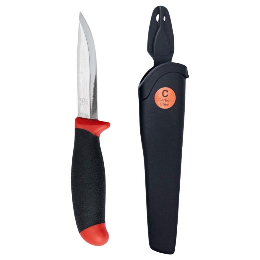 Oyo Messer aus Kohlenstoffstahl mit Scheide, Messer, rot