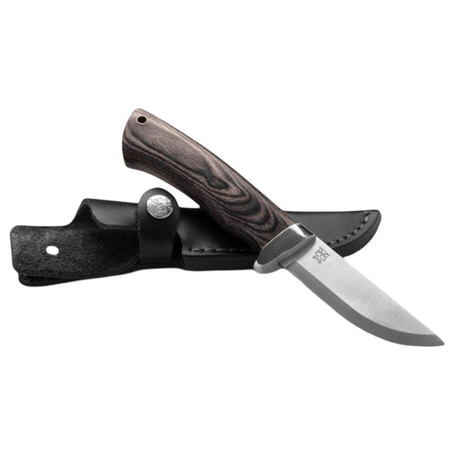 Oyo Tuv Messer mit Lederscheide, Outdoormesser, grau