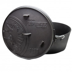 Petromax Dutch Oven FT18, flat, Støbejernsgryde, sort