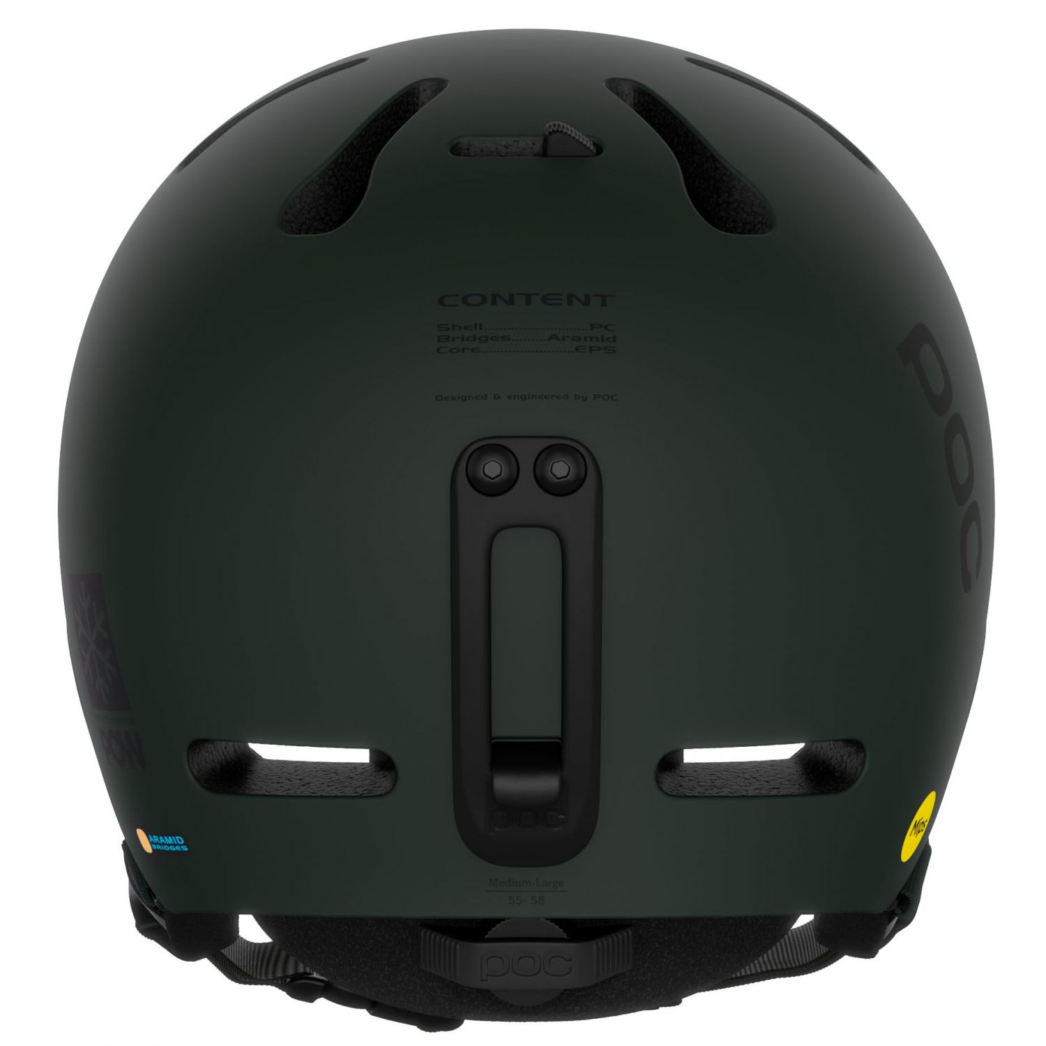 POC Fornix Mips Pow JJ, casco da sci, verde opaco