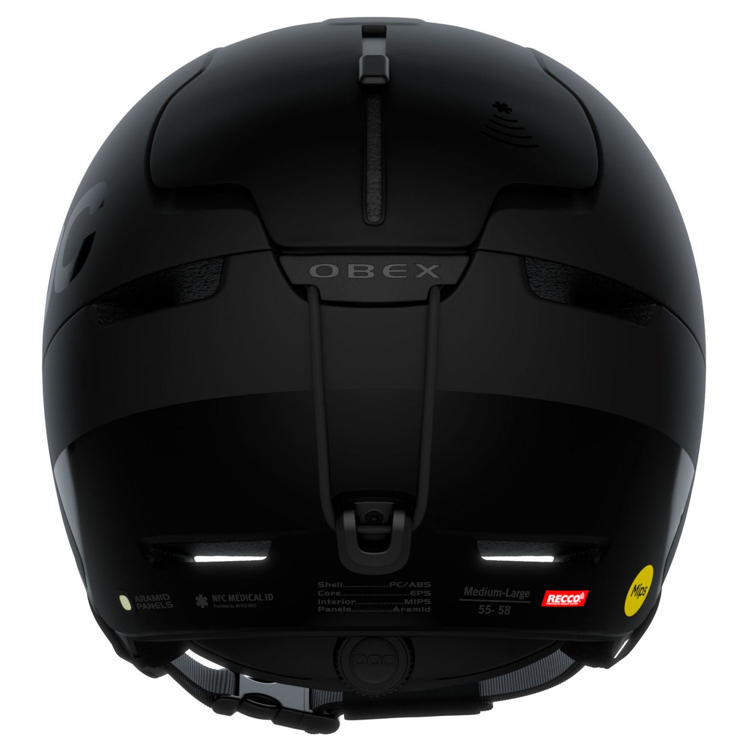 POC Obex BC MIPS, casco da sci, nero opaco