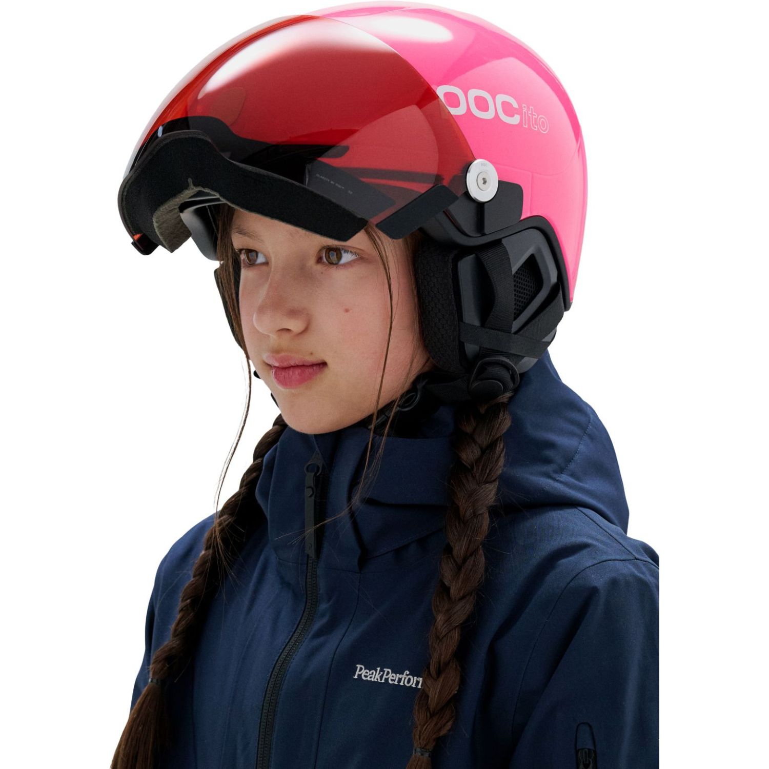 POCito Obex Mips Visor, capacete de esqui com viseira, júnior, fluorescent pink