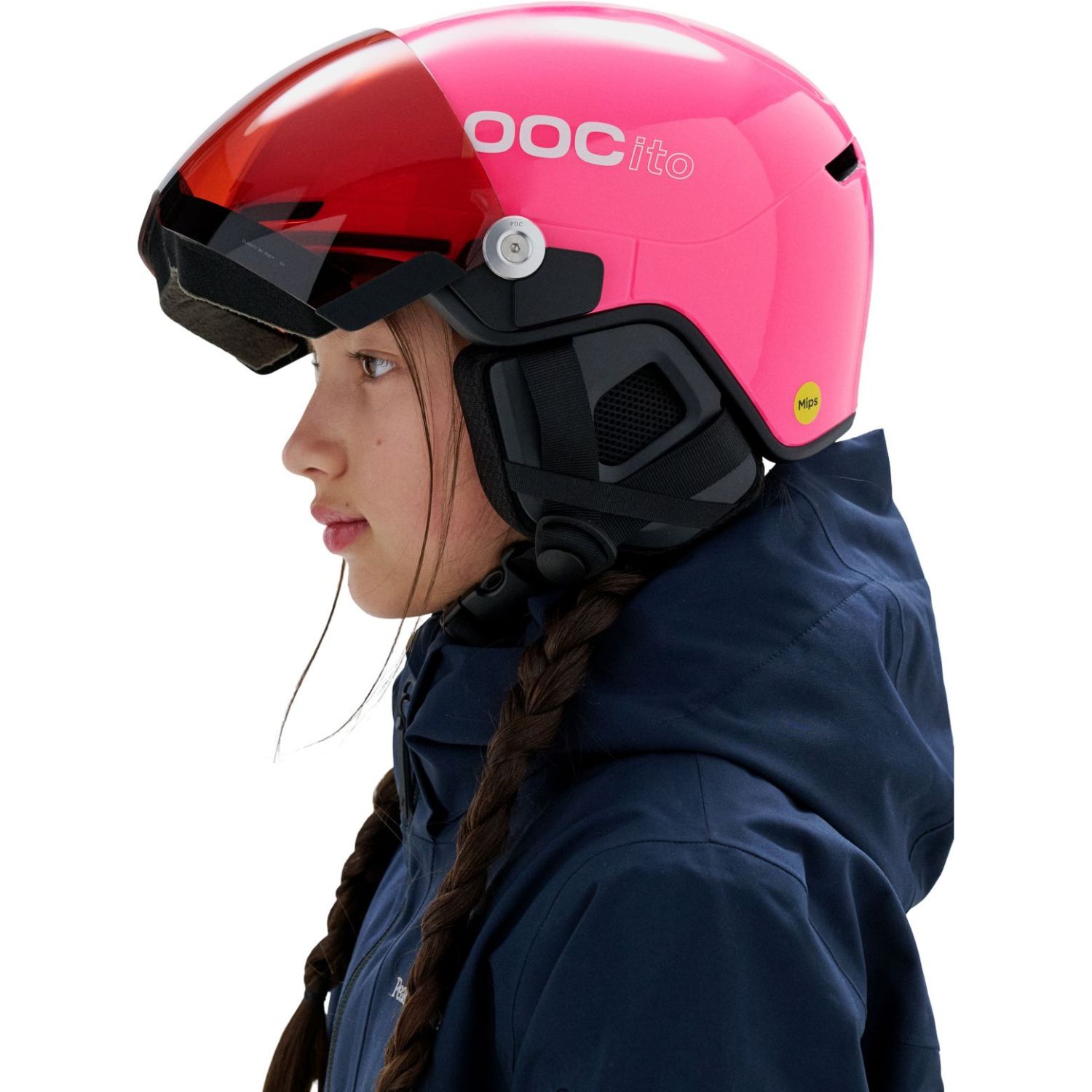 POCito Obex Mips Visor, lyžiarska prilba s štítom, junior, fluorescent pink