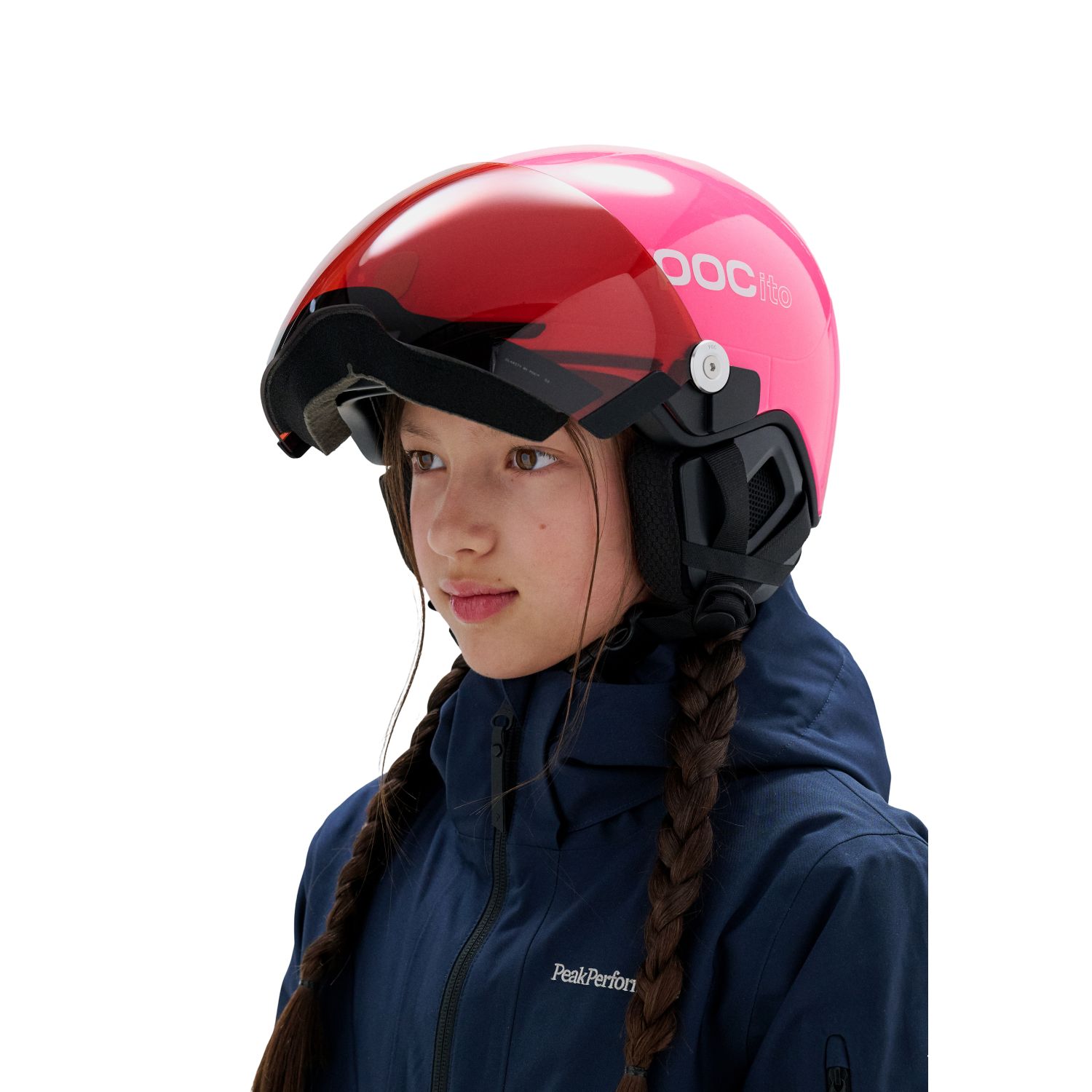 POCito Obex Mips Visor, Skihjelm Med Visir, Junior, Fluorescent Pink