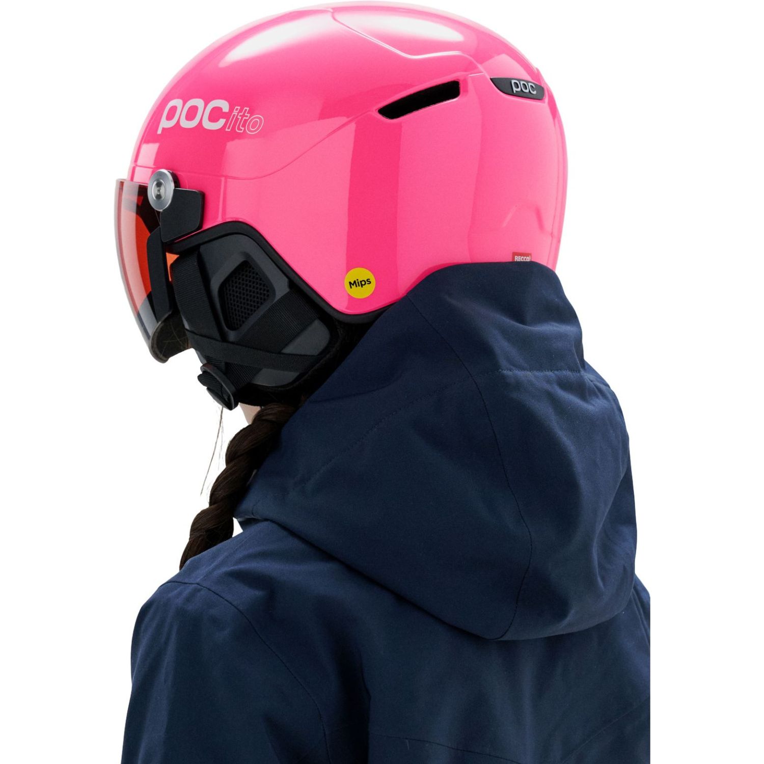 POCito Obex Mips Visor, Skihjelm Med Visir, Junior, Fluorescent Pink