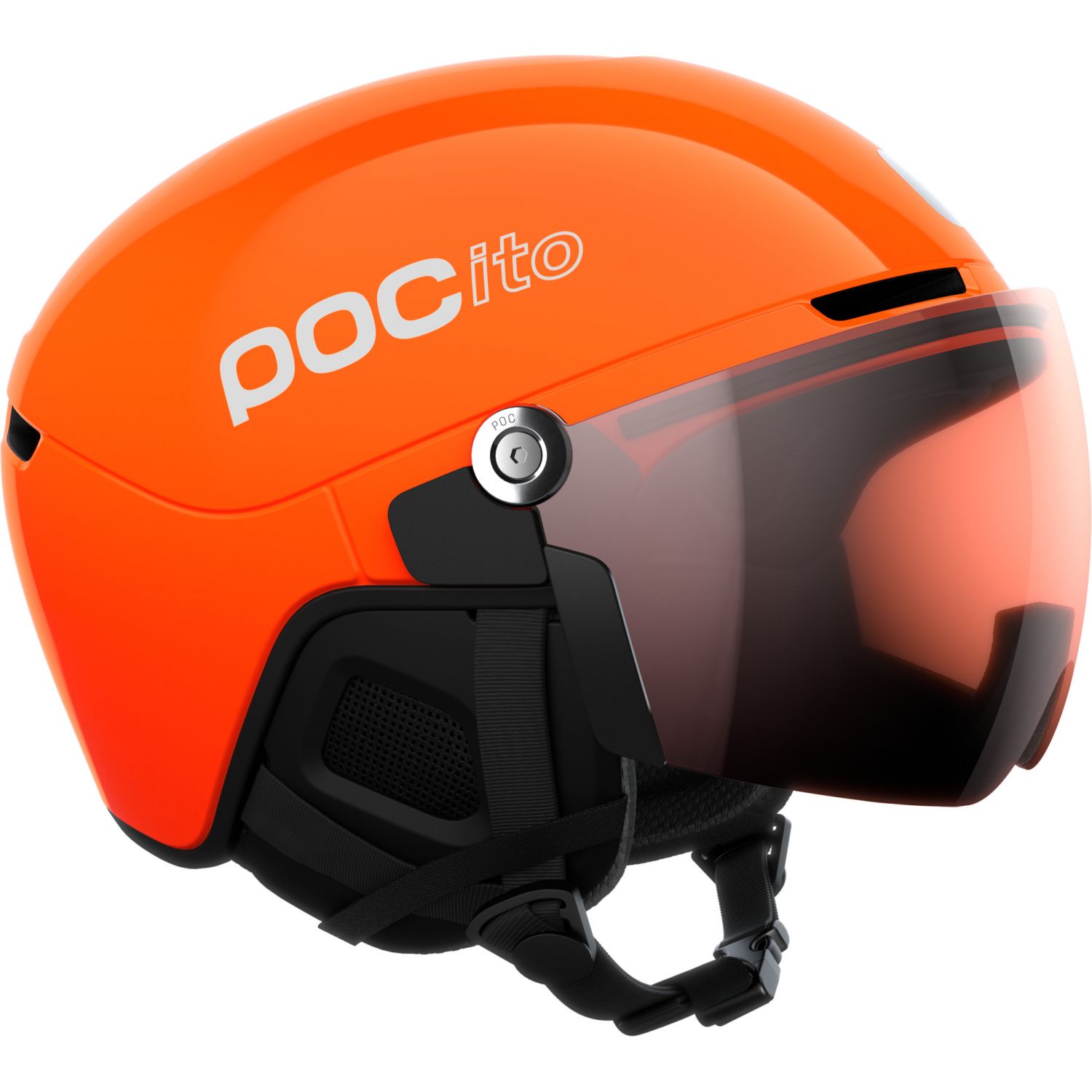 POCito Obex Visor, casco de esquí con visor, junior, florescent orange