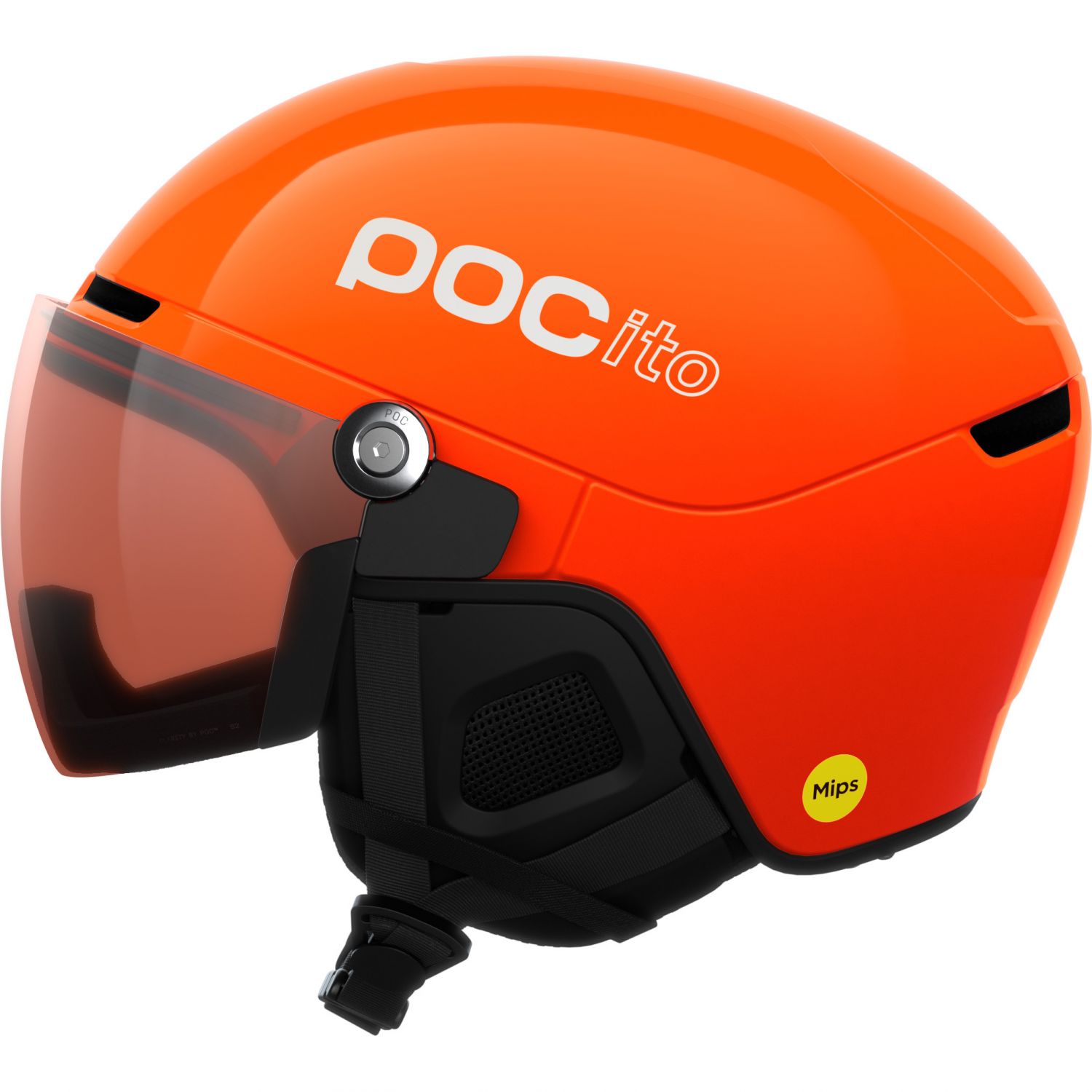 POCito Obex Visor, casco de esquí con visor, junior, florescent orange