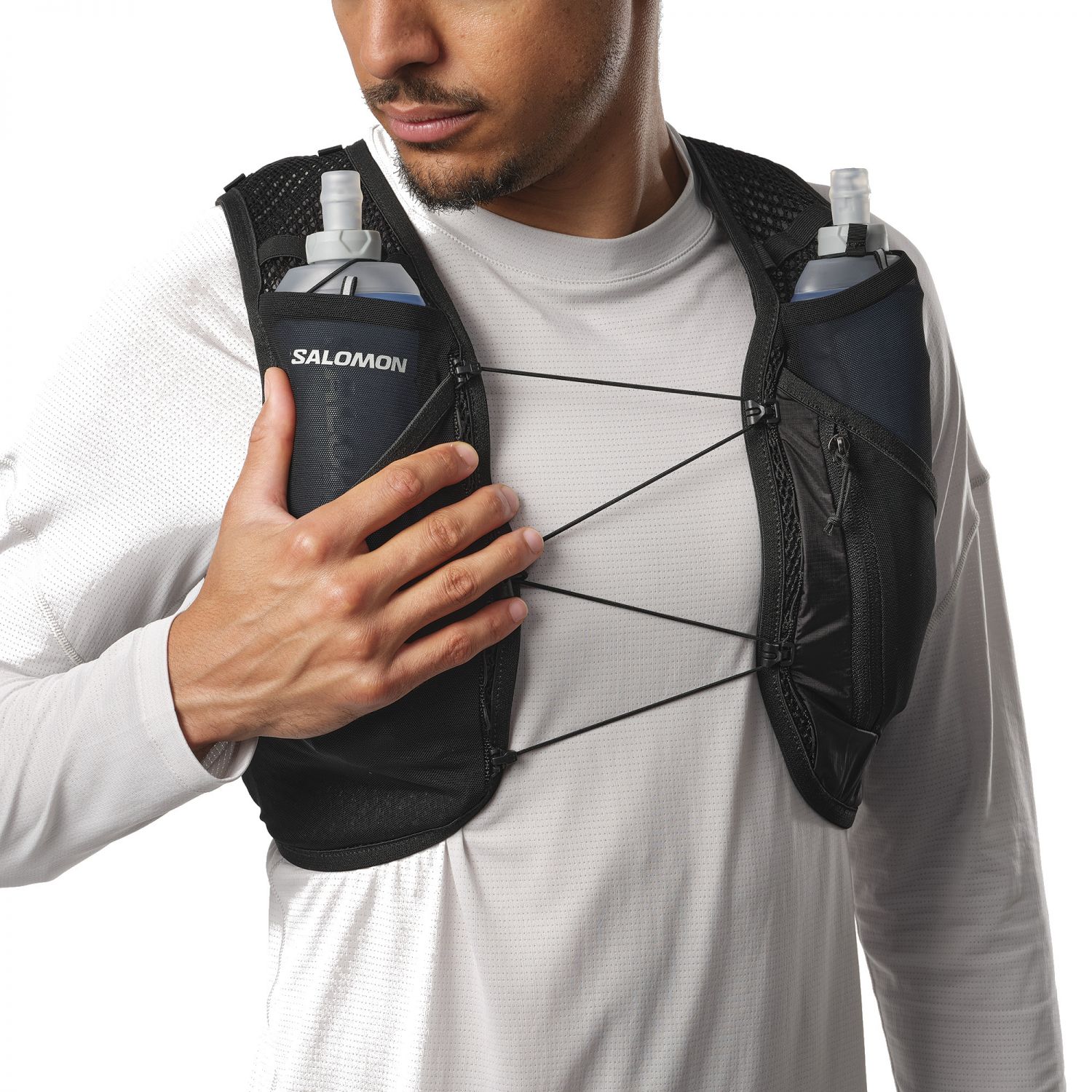 Salomon Active Skin 4 Set, bežecký batoh, čierna
