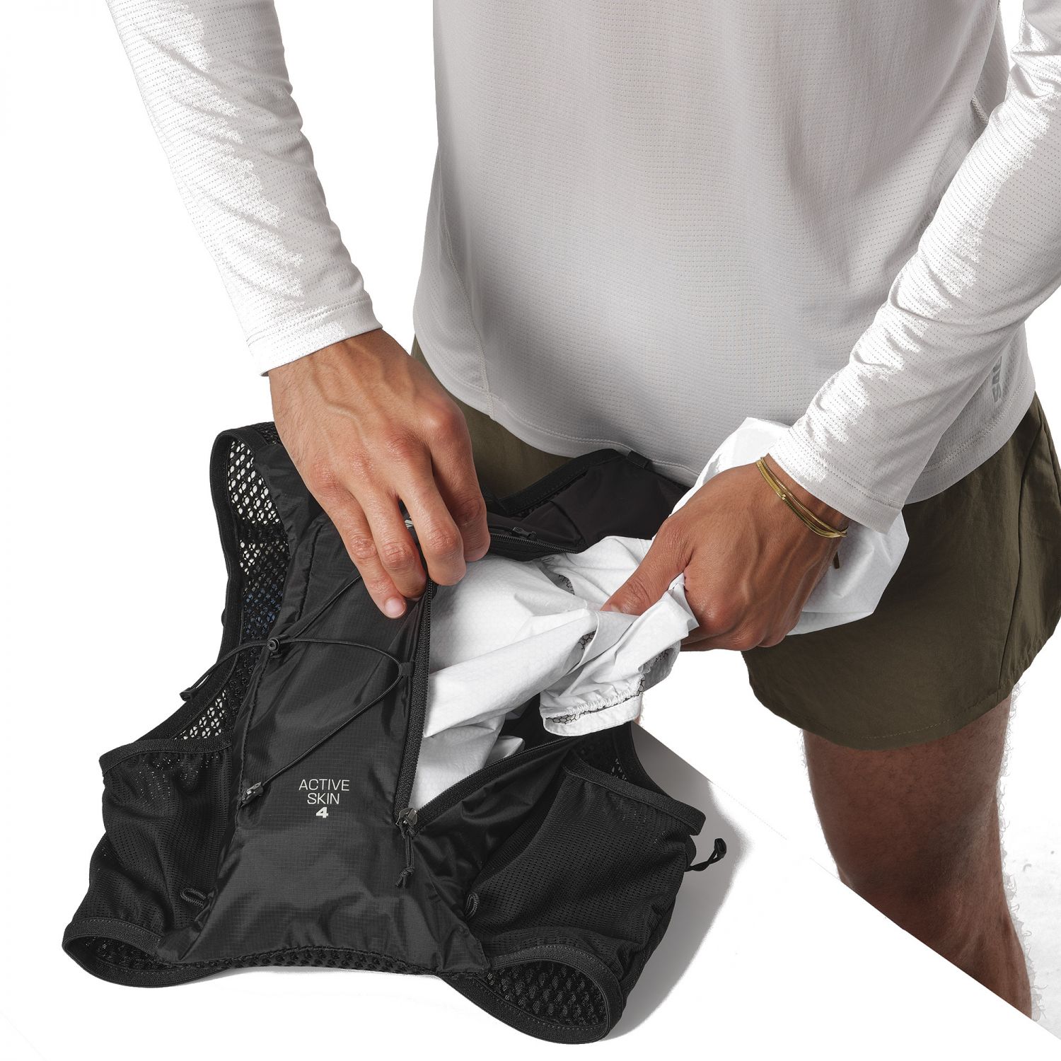 Salomon Active Skin 4 Set, bežecký batoh, čierna
