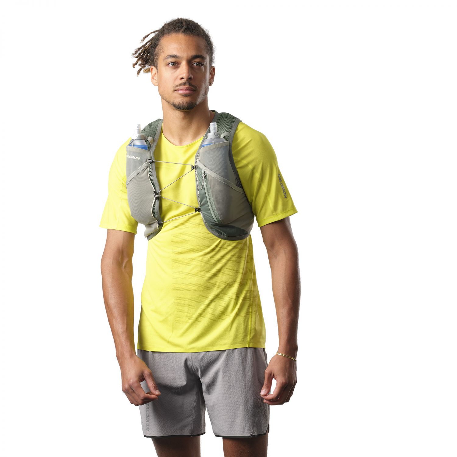 Salomon Active Skin 4 Set, mochila de corrida, cinza