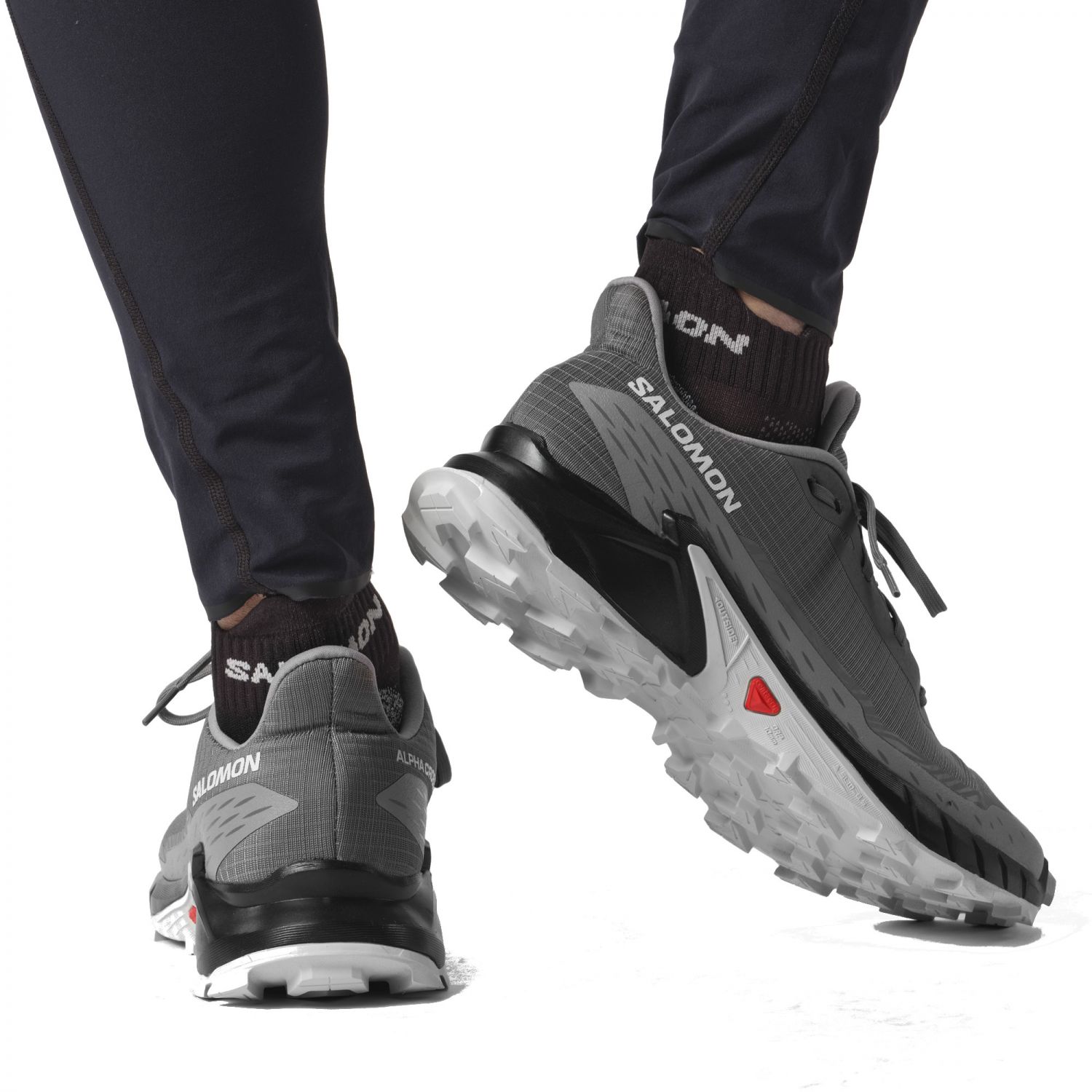 Salomon Alphacross 5, trail shoes, men, pewter/black/ghost gray