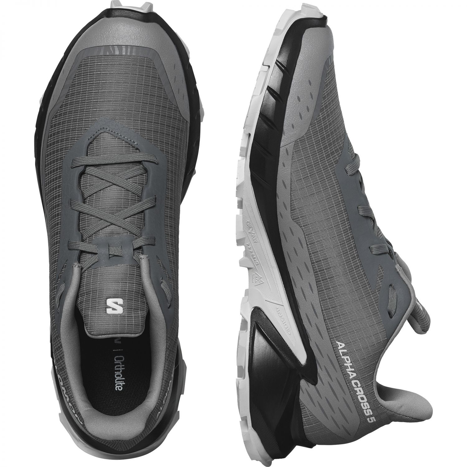 Salomon Alphacross 5, trail shoes, men, pewter/black/ghost gray