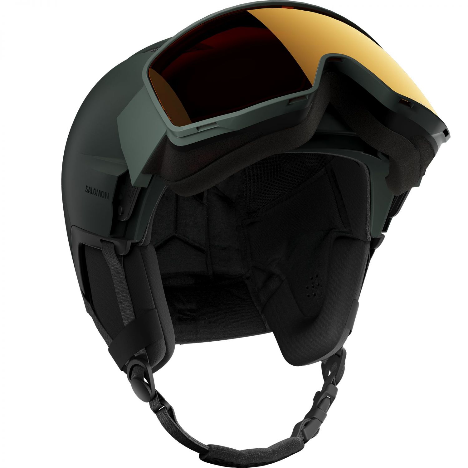Salomon Driver Pro Sigma, lyžiarska prilba s kuklou, tmavozelená